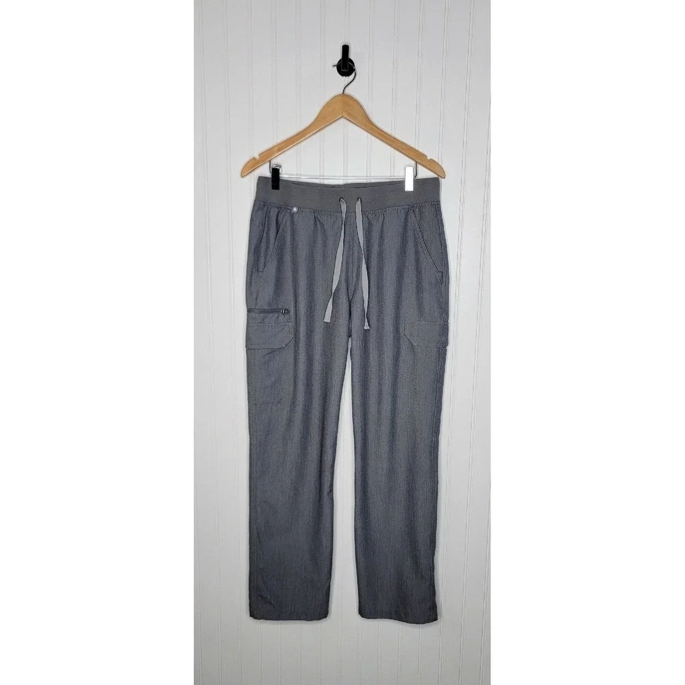 FIGS Kade Cargo Drawstring Gray Straight Leg Scrub Pants Women's Size Medium